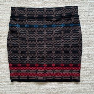 Krimson Klover Merino Wool Mini Sweater Skirt Black Brown Red Size Small